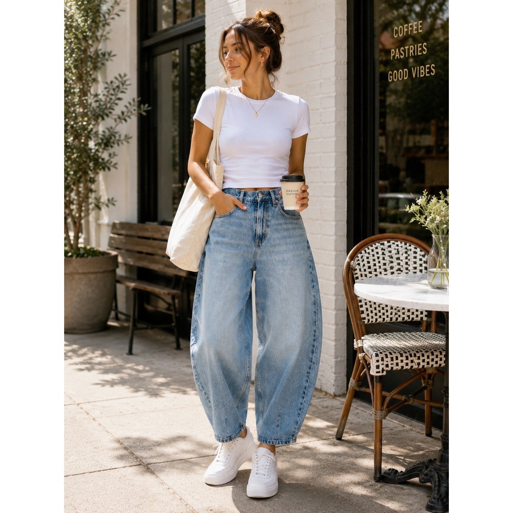 NWT Universal Thread Easy Barrel Jeans Women's 6 Short High Rise Light Wash